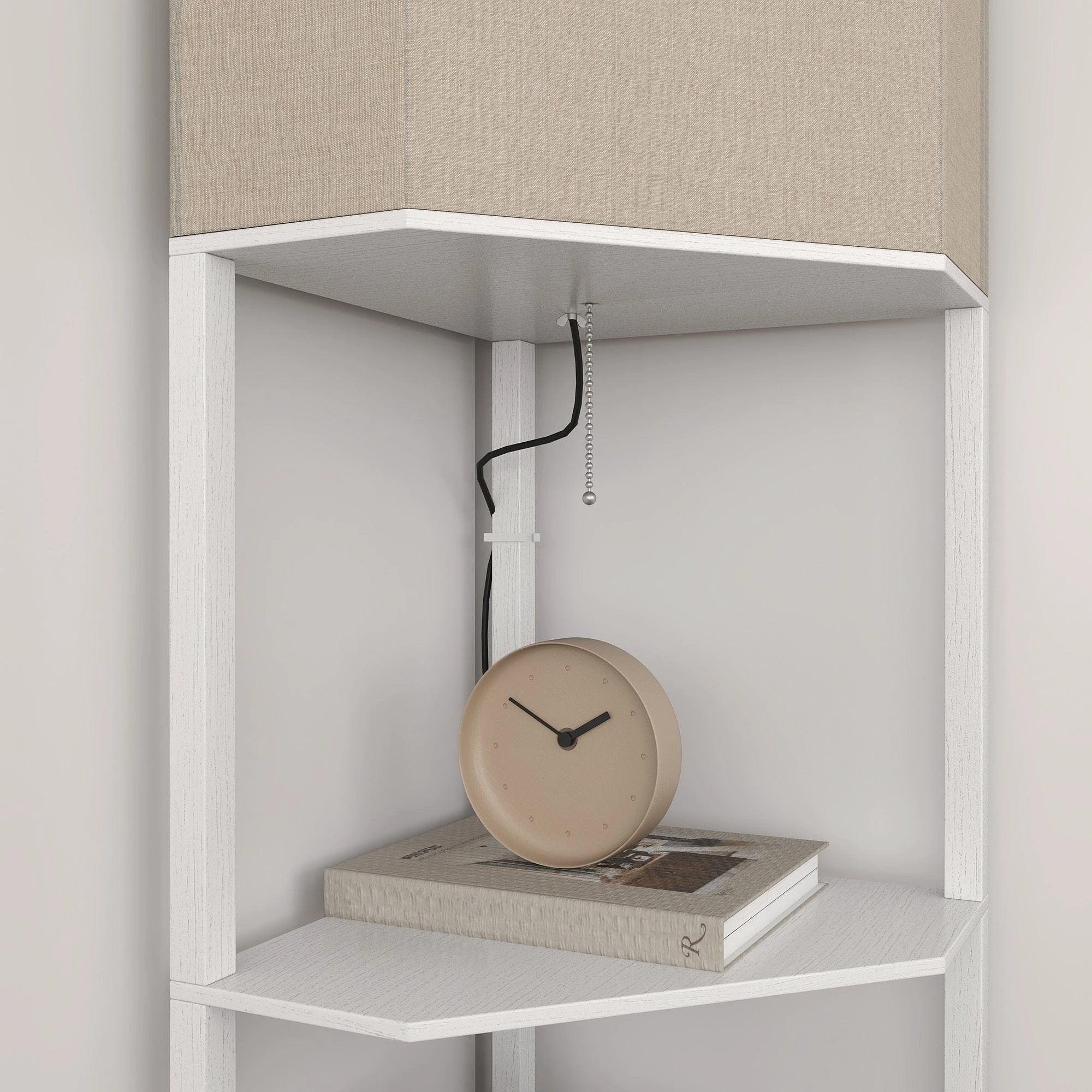 HOMCOM Corner Modern Floor Lamp with Shelves for Living Room, Bedroom, White by HOMCOM