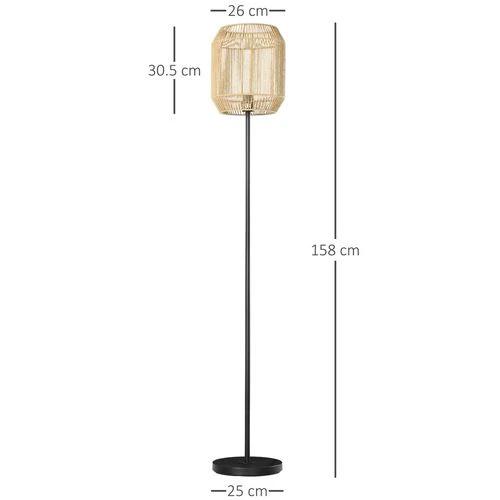 HOMCOM Farmhouse Floor Lamp for Living Room Bedroom with Rattan Wicker, Natural - Lamp