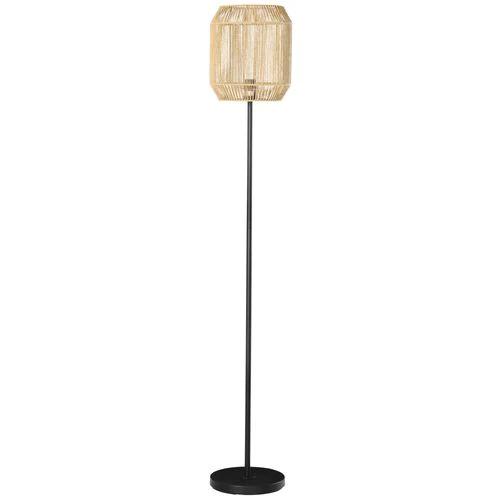 HOMCOM Farmhouse Floor Lamp for Living Room Bedroom with Rattan Wicker, Natural - Lamp
