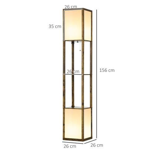 HOMCOM Shelf Floor Lamp with Dual Light, for Living Room, Bedroom, Brown by HOMCOM
