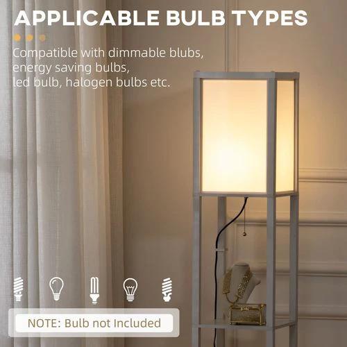 HOMCOM Shelf Floor Lamp with Dual Light, for Living Room, Bedroom, White by HOMCOM
