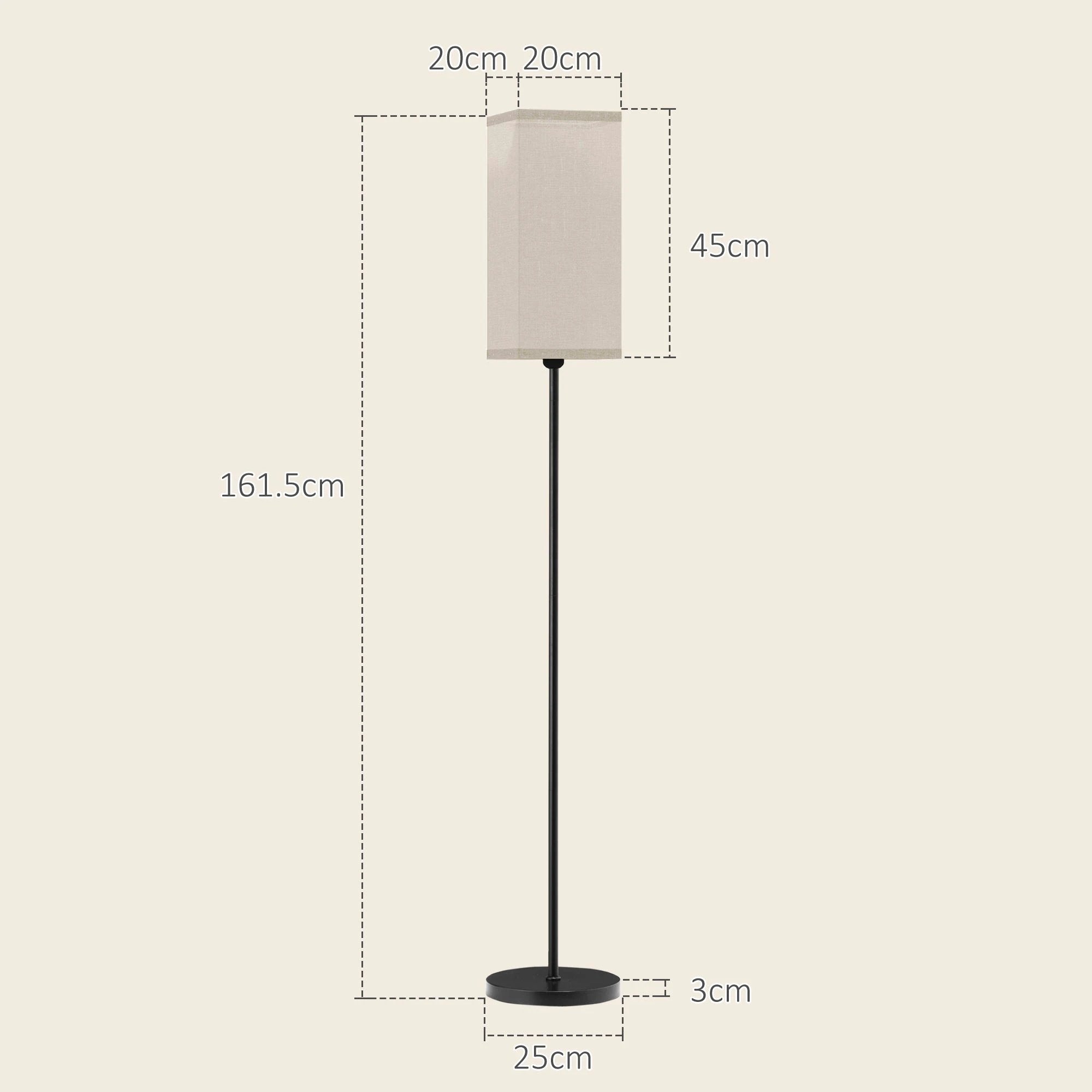 HOMCOM HOMCOM Standing Floor Lamp with Linen Shade for Living Room, Bedroom, Black - Lamp