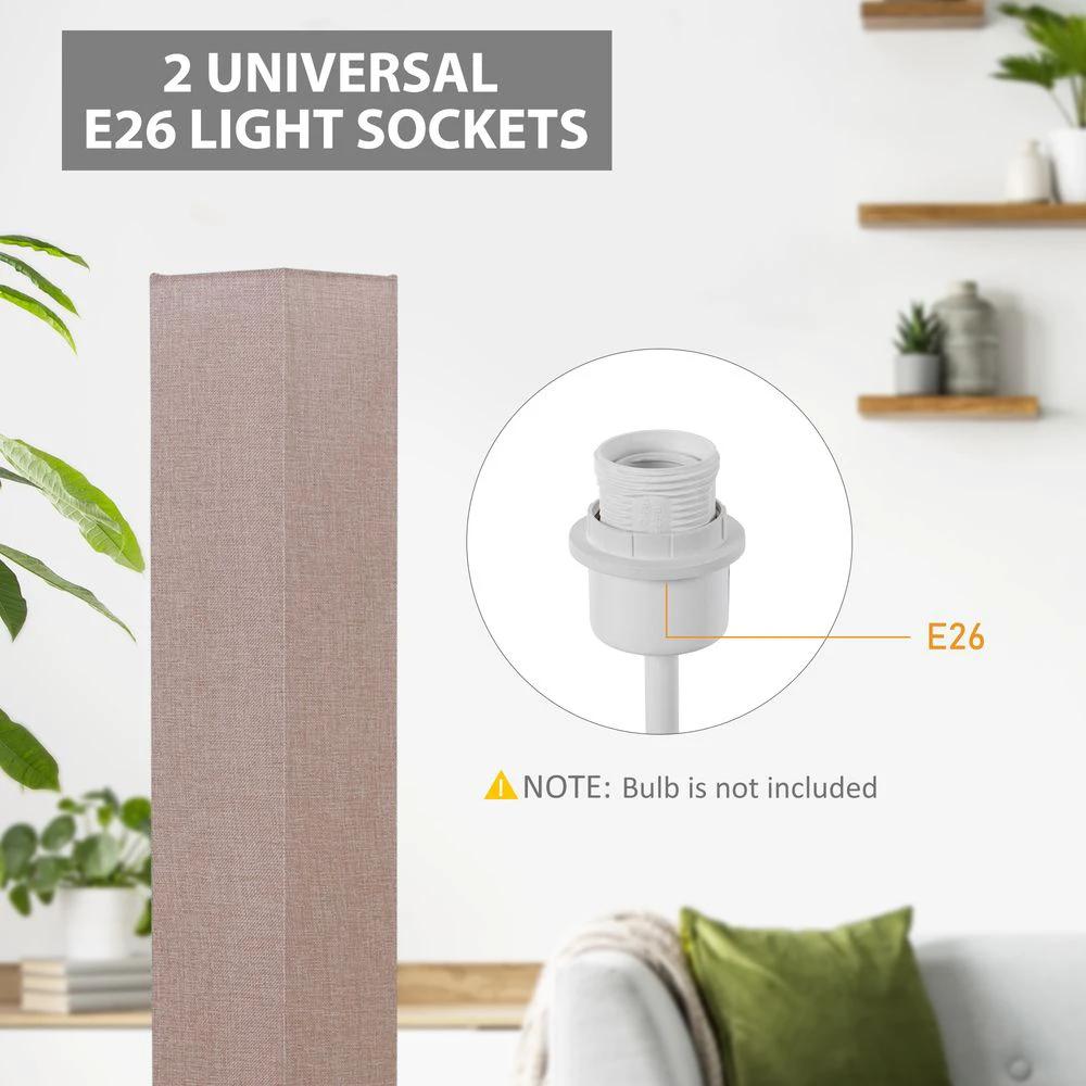 Linen Shade Tall Floor Lamp Beige by HOMCOM