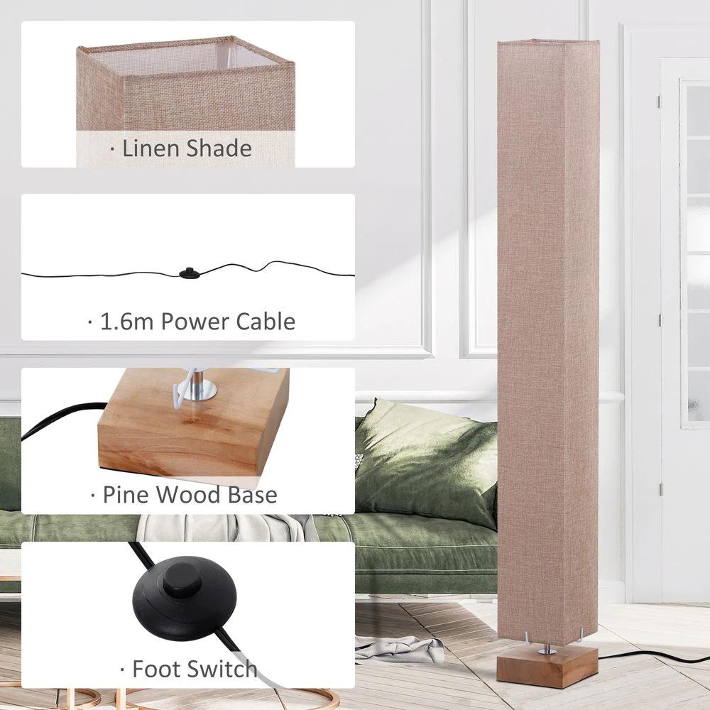 Linen Shade Tall Floor Lamp Beige by HOMCOM