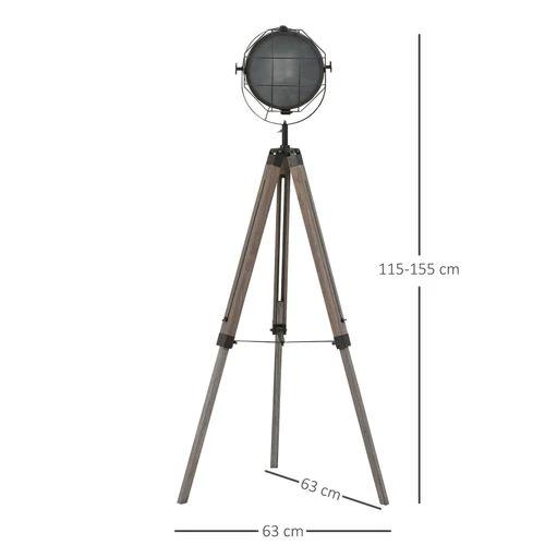 Pine Wood Tripod Spotlight Floor Lamp Brown/Black by HOMCOM