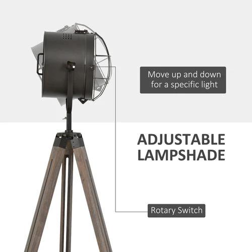 Pine Wood Tripod Spotlight Floor Lamp Brown/Black by HOMCOM