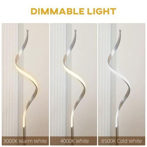 HOMCOM Spiral Floor Lamp for Living Room with 3 Adjustable Brightness, Silver HOMCOM - Lamp