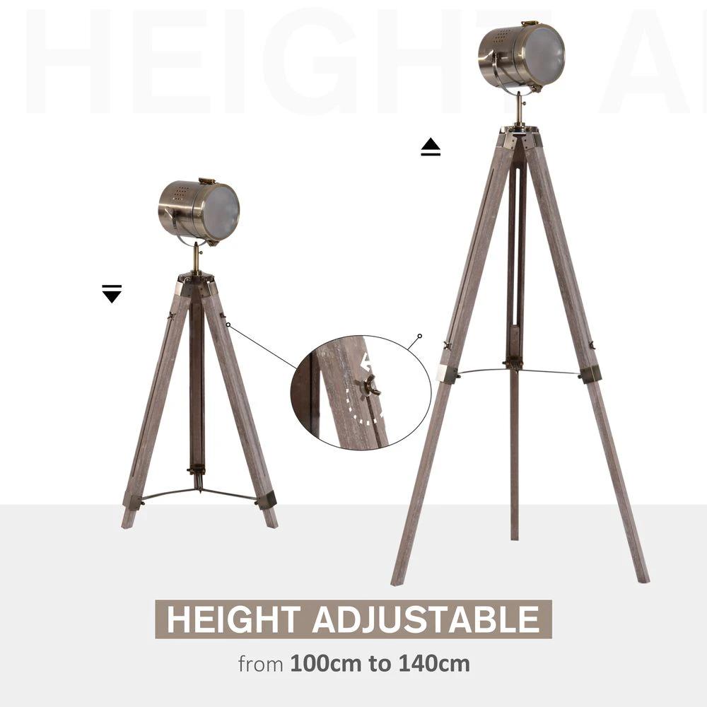 HOMCOM Tripod Floor Lamp, 65L,Wood/Bronze Colour - Uncategorized Lamp
