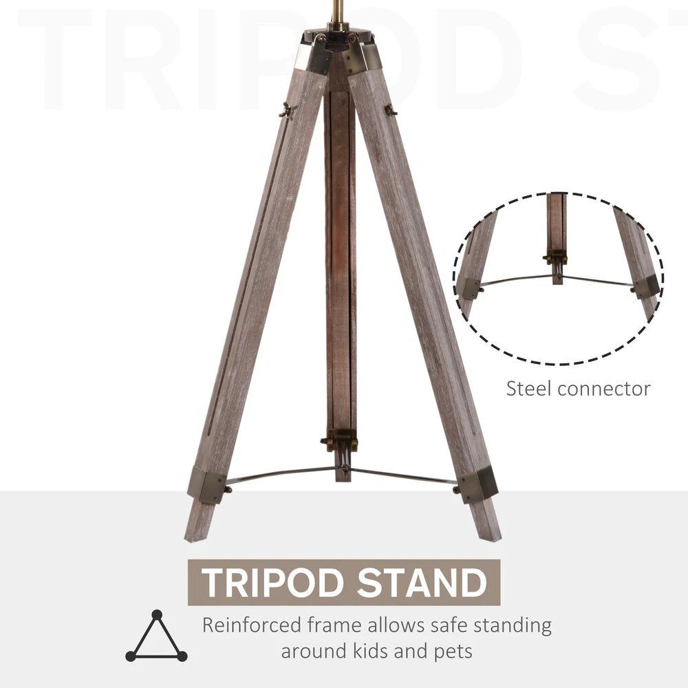 HOMCOM Tripod Floor Lamp, 65L,Wood/Bronze Colour - Uncategorized Lamp