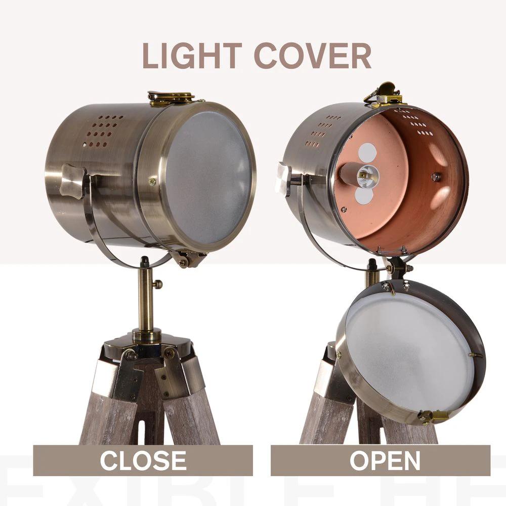 HOMCOM Tripod Floor Lamp, 65L,Wood/Bronze Colour - Uncategorized Lamp
