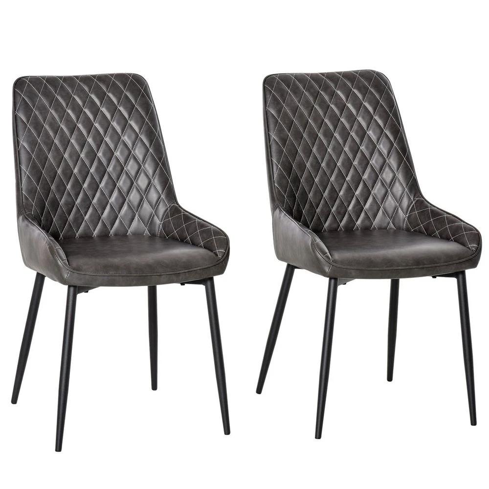 HOMCOM Retro Dining Chair Set of 2, PU Leather Upholstered Side Chairs - Uncategorized Leather Chairs