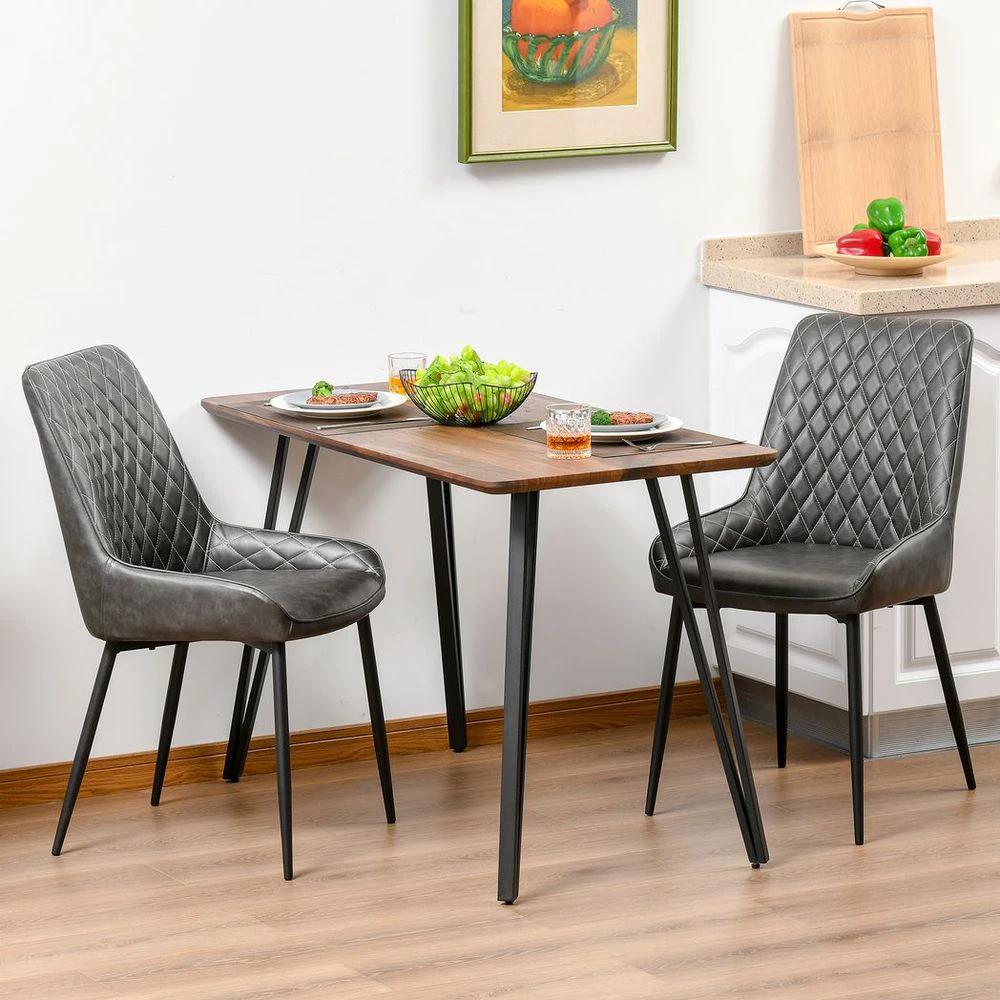 HOMCOM Retro Dining Chair Set of 2, PU Leather Upholstered Side Chairs - Uncategorized Leather Chairs