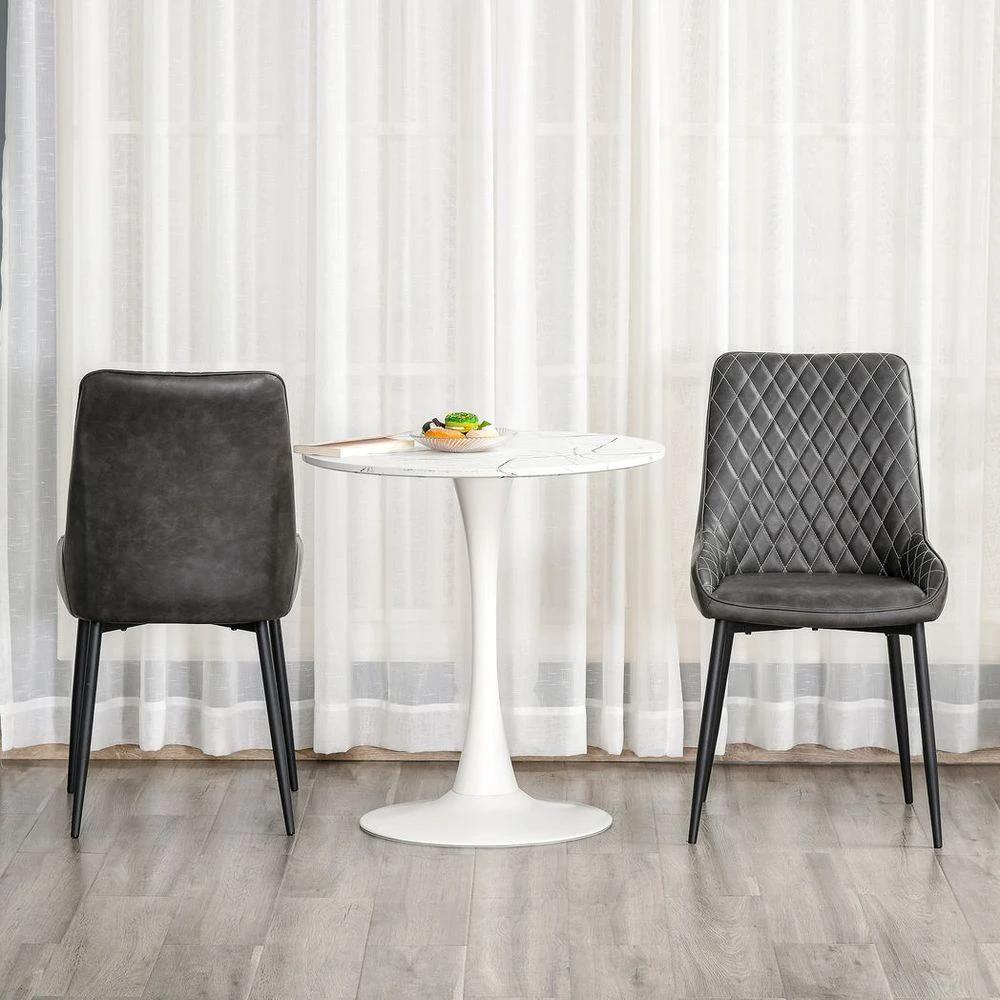 HOMCOM Retro Dining Chair Set of 2, PU Leather Upholstered Side Chairs - Uncategorized Leather Chairs