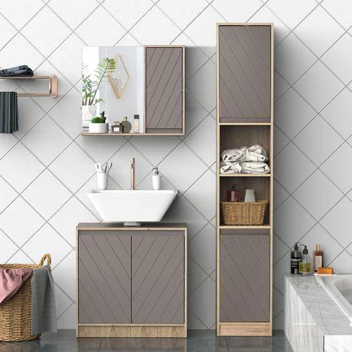 HOMCOM 49x57cm Wall Mounting Bathroom Cabinet & Mirror Shelf Door Home Storage - Mirror