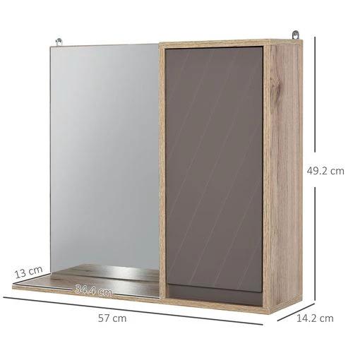HOMCOM 49x57cm Wall Mounting Bathroom Cabinet & Mirror Shelf Door Home Storage - Mirror