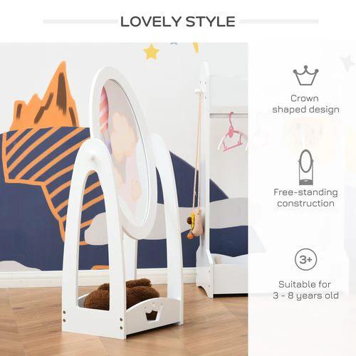 HOMCOM Free Standing Dressing Mirror Kids with Storage For 3- 8 Years Old - Mirror