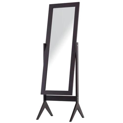 HOMCOM Freestanding Dressing Mirror 148x47cm Adjustable Angle Dark Brown Frame - Mirror