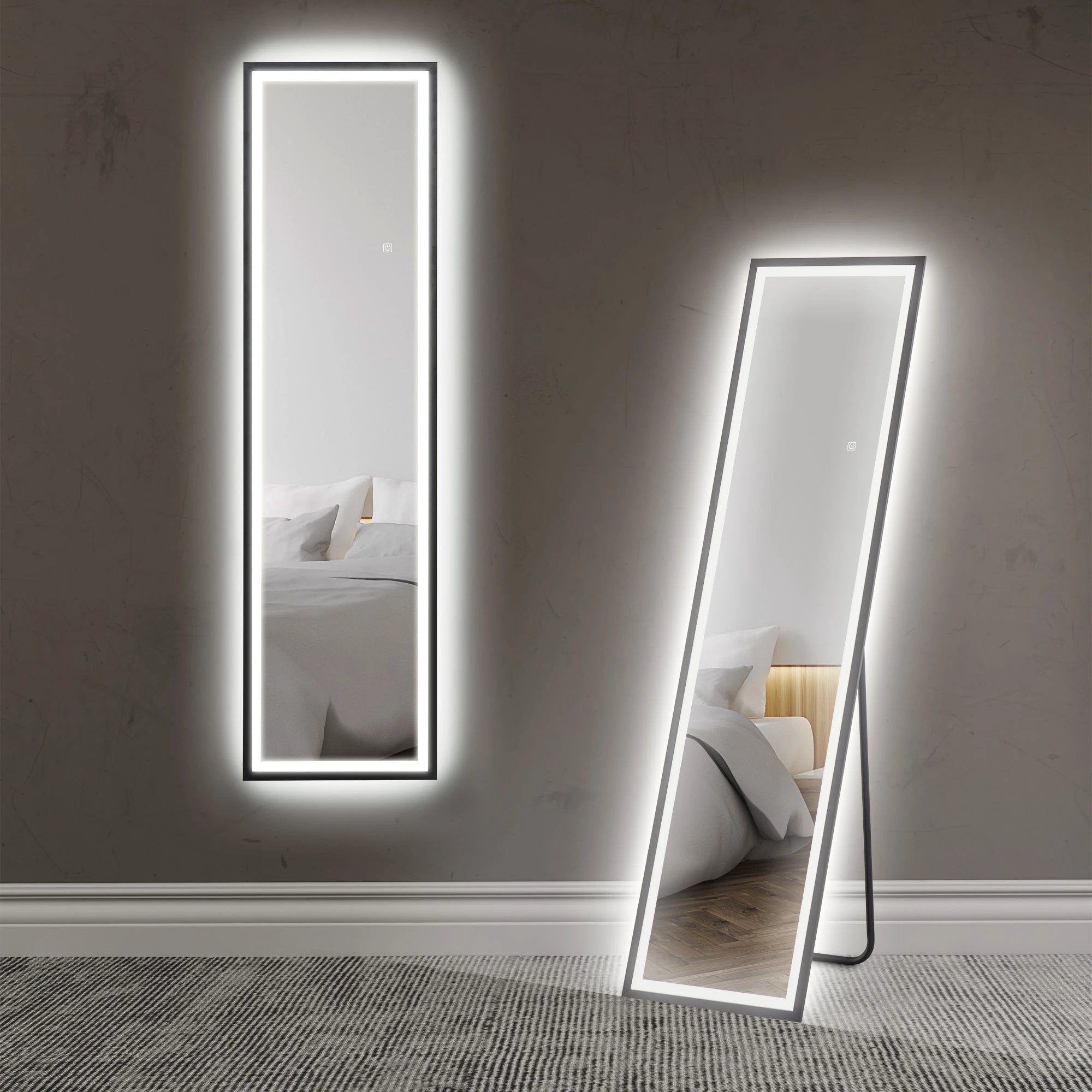 HOMCOM HOMCOM 150 x 40cm Full Length Mirror w/ Adjustable Lights Metal Frame Black - Mirror