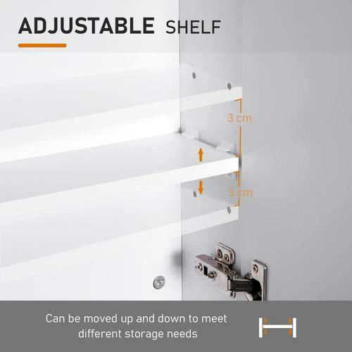 HOMCOM 60x75cm Mirror Cabinet Wall Mount Storage Organizer Door Adjustable by HOMCOM