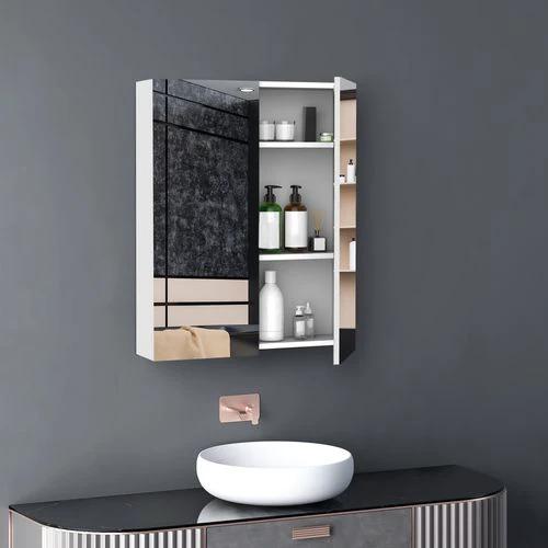 HOMCOM 60x75cm Mirror Cabinet Wall Mount Storage Organizer Door Adjustable by HOMCOM