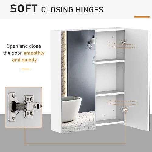 HOMCOM 60x75cm Mirror Cabinet Wall Mount Storage Organizer Door Adjustable by HOMCOM