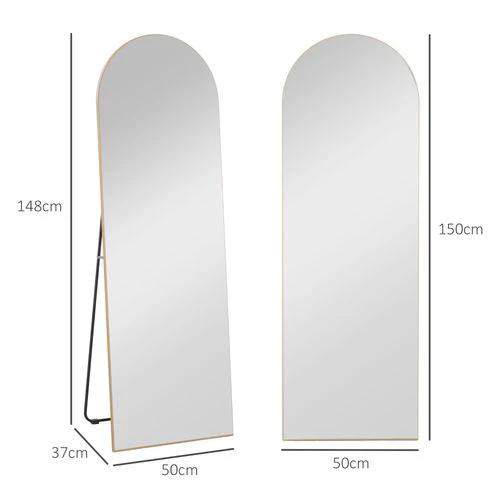 HOMCOM Floor Mirror Wall Mount Leaning Standing Mirror 50 x 150cm Gold Tone by HOMCOM