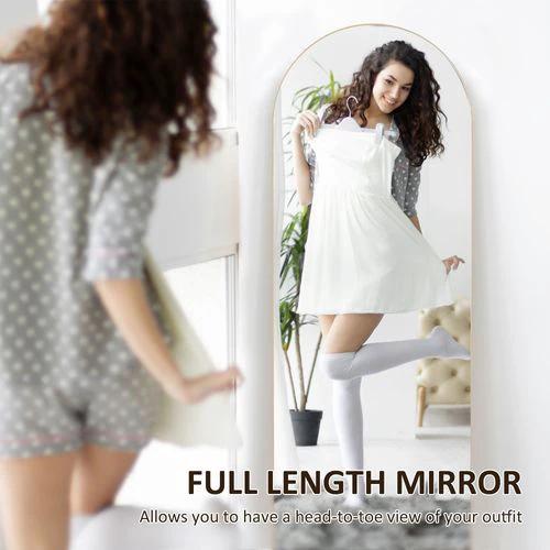 HOMCOM HOMCOM Floor Mirror Wall Mount Leaning Standing Mirror 50 x 150cm Gold Tone - Mirror