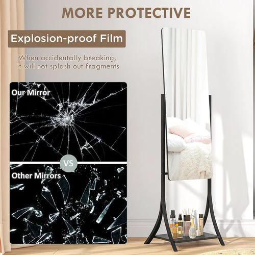HOMCOM Freestanding Full Length Mirror Adjustable Full Body Mirror w/ Shelf by HOMCOM