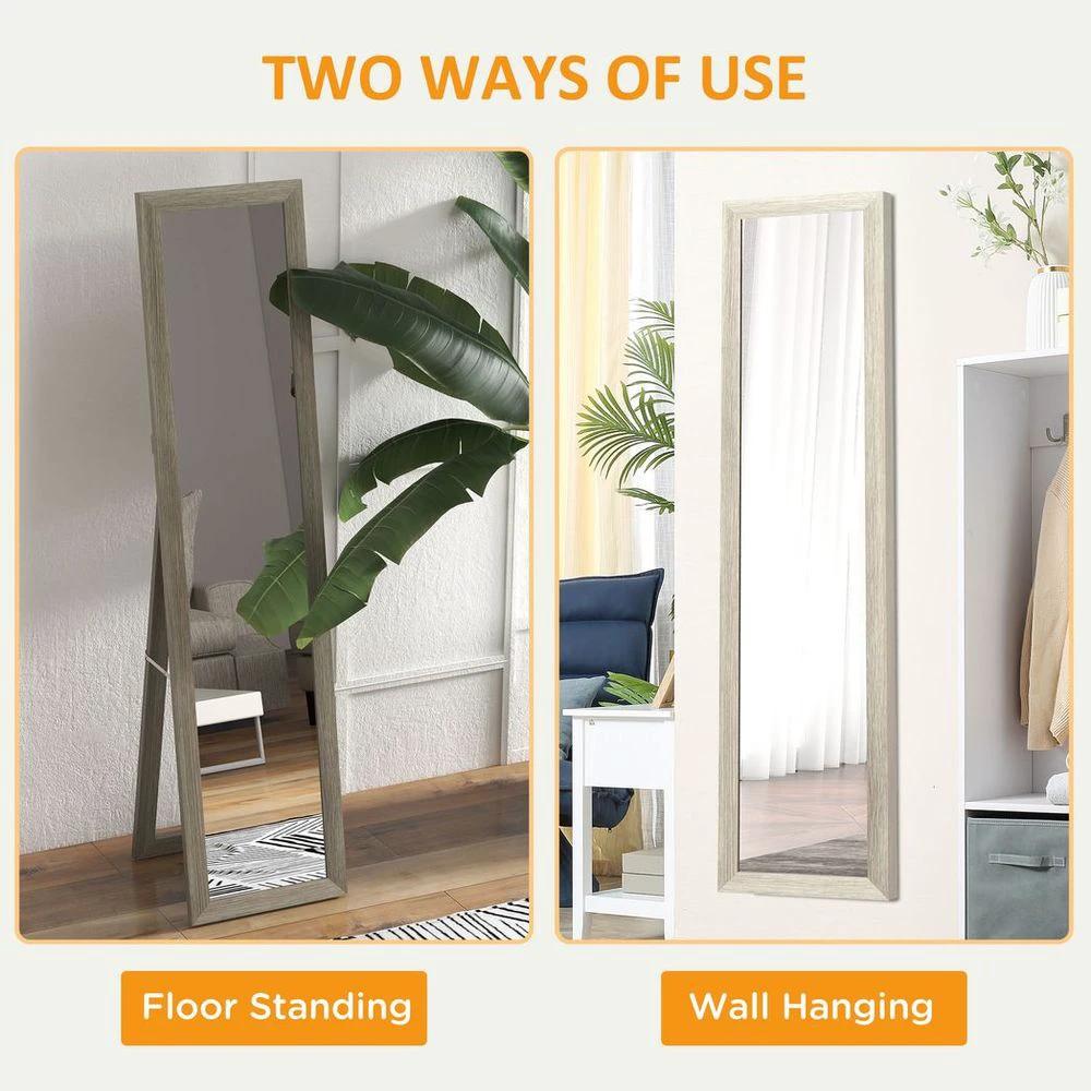 HOMCOM Full Length Mirror, Farmhouse Wall Mirror, Hanging & Freestanding - Mirror