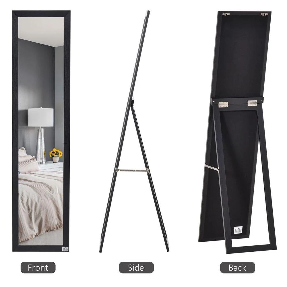 HOMCOM Full Length Mirror, Floor Standing or Wall-Mounted Long Mirror, Black by HOMCOM