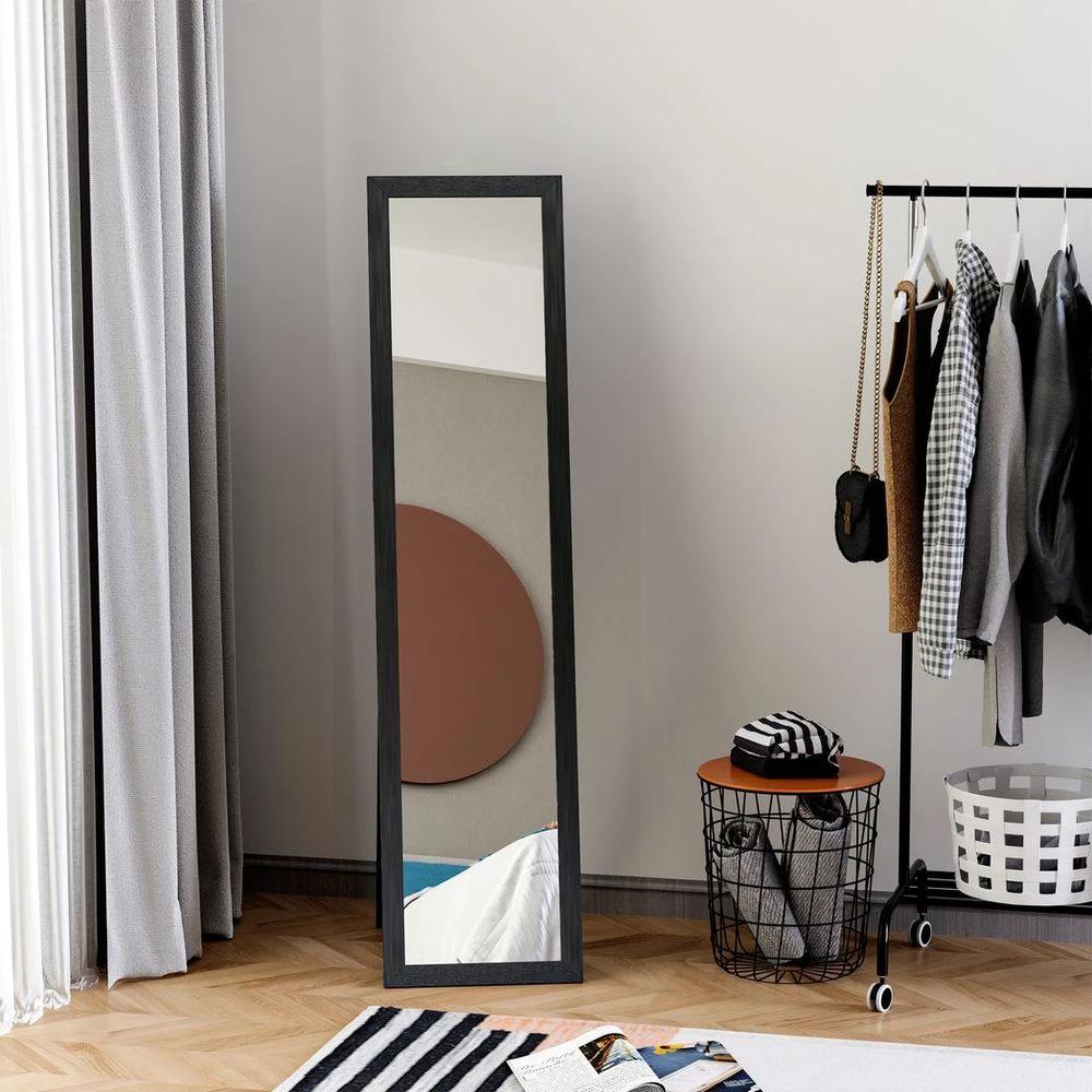 HOMCOM Full Length Mirror, Floor Standing or Wall-Mounted Long Mirror, Black by HOMCOM