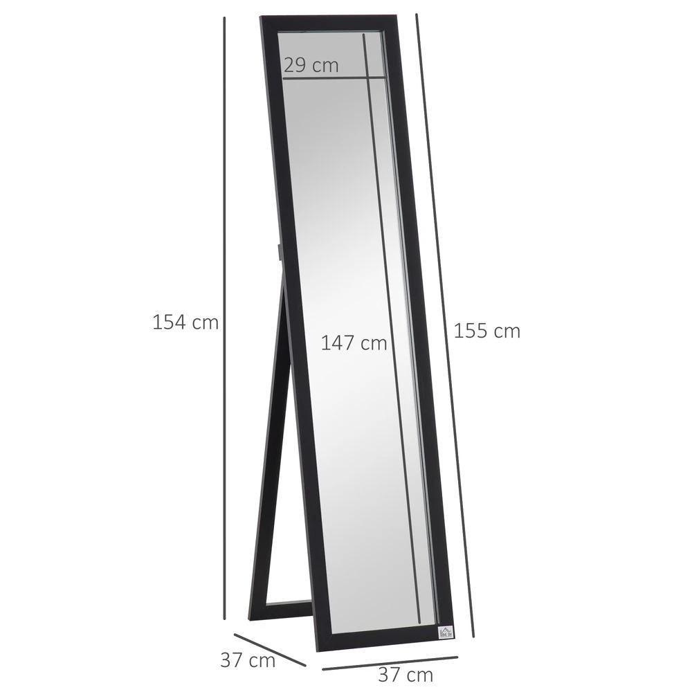HOMCOM Full Length Mirror, Floor Standing or Wall-Mounted Long Mirror, Black by HOMCOM