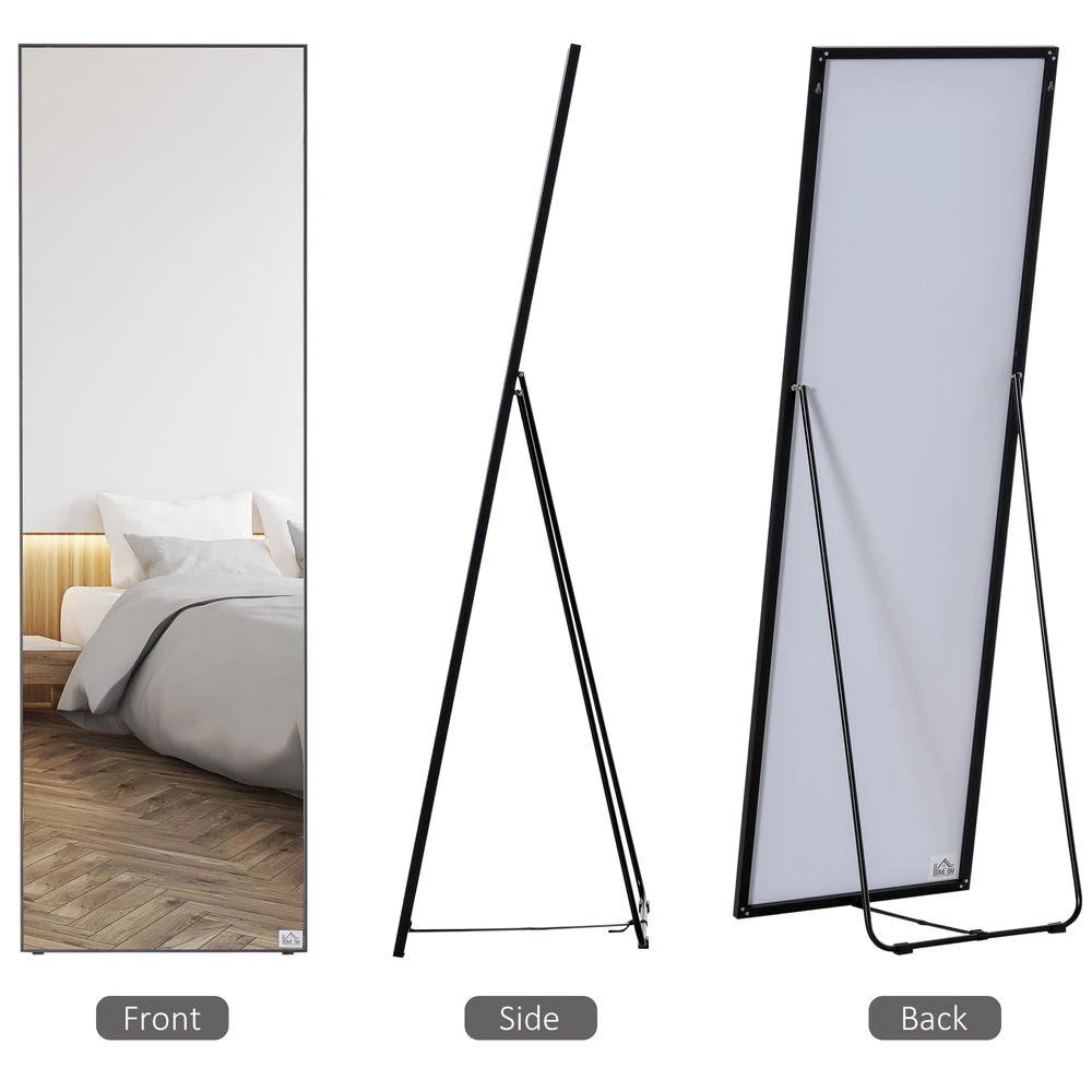 HOMCOM Full Length Mirror Floor Standing Wall-Mounted, Dressing Mirror Black by HOMCOM