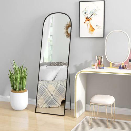HOMCOM Full Length Mirror with Aluminium Alloy Frame Hanging or Leaning Black by HOMCOM