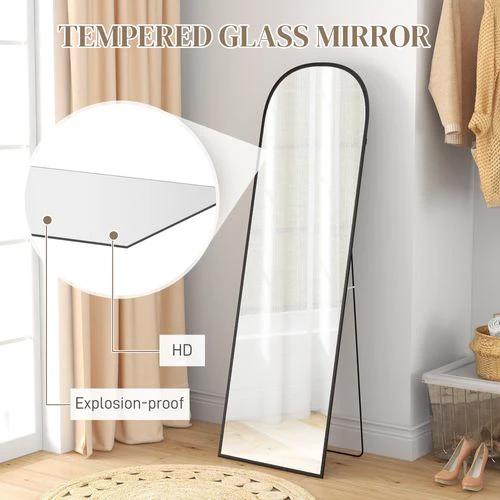 HOMCOM Full Length Mirror with Aluminium Alloy Frame Hanging or Leaning Black by HOMCOM