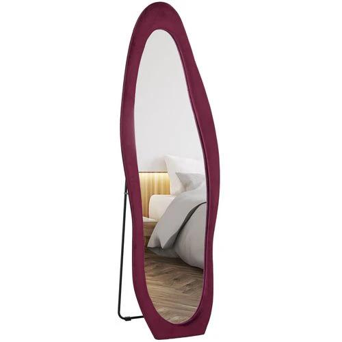 HOMCOM Irregular Full Length Mirror with Velvet Frame 160 x 50cm Wine Red - Mirror