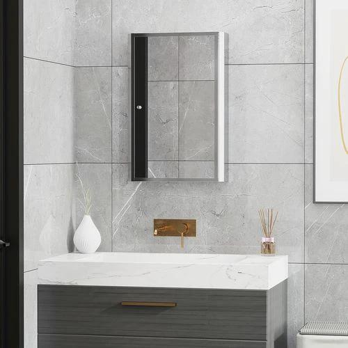 HOMCOM Mirror Cabinet Shelves Bathroom Storage Stainless Steel Wall Cabinet - Mirror