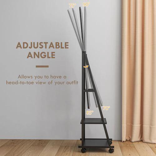 HOMCOM Movable Full Length Mirror Adjustable Full Body Mirror with 2 Shelves by HOMCOM