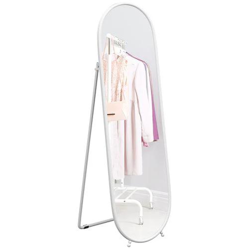 HOMCOM Oval Full Length Mirror with Metal Frame Hanging or Leaning White - Mirror