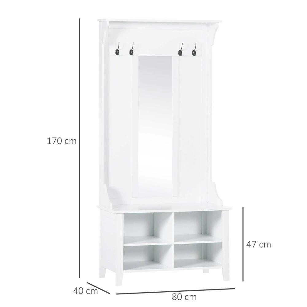 Mirror Cabinet, 80Lx40Wx170H cm-White by HOMCOM
