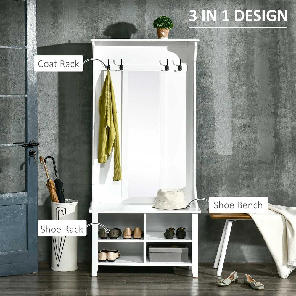 Mirror Cabinet, 80Lx40Wx170H cm-White by HOMCOM