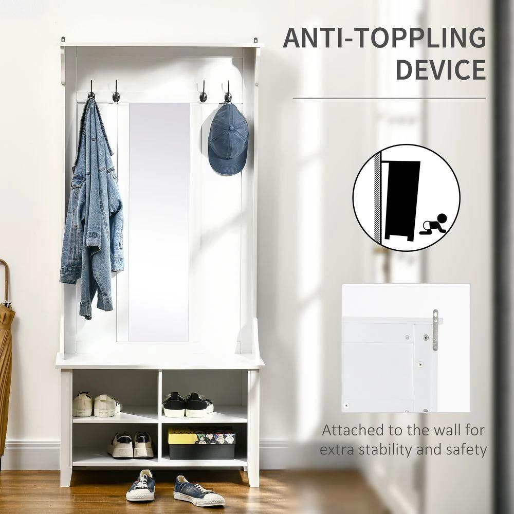 Mirror Cabinet, 80Lx40Wx170H cm-White by HOMCOM