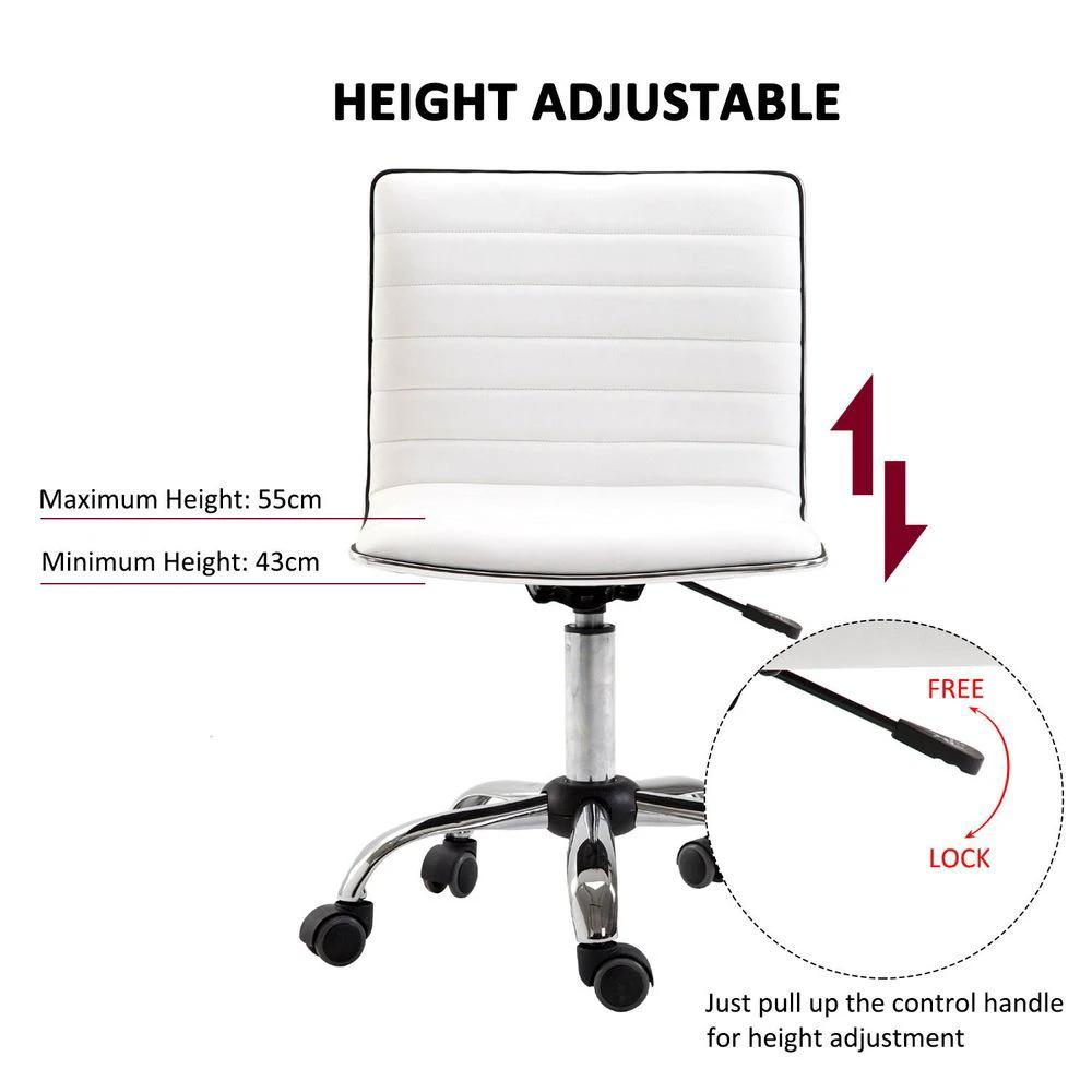 HOMCOM Armless Mid-Back Adjustable Office Chair 360 Swivel Ergonomic White HOMCOM - Office Chair