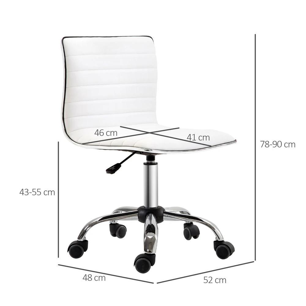 HOMCOM Armless Mid-Back Adjustable Office Chair 360 Swivel Ergonomic White HOMCOM - Office Chair