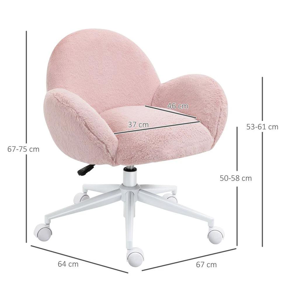HOMCOM Fluffy Leisure Chair Office Chair w/ Backrest and Armrest for Bedroom Pink - Office Chair