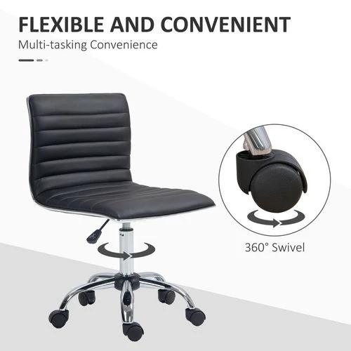 HOMCOM Armless Mid-Back Adjustable Office Chair with 360 Swivel Black by HOMCOM