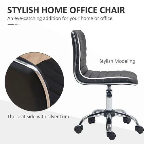HOMCOM Armless Mid-Back Adjustable Office Chair with 360 Swivel Black by HOMCOM