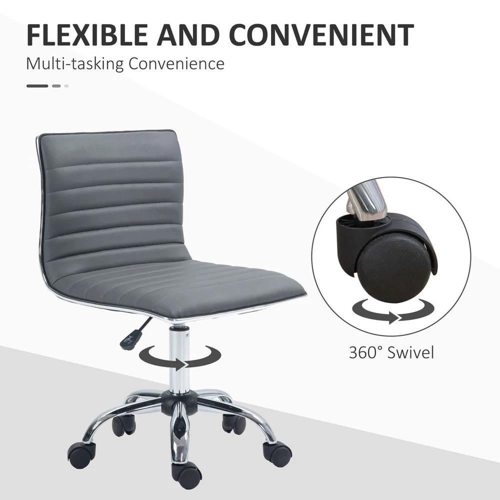 HOMCOM Armless Mid-Back Adjustable Office Chair with 360 Swivel Dark Grey by HOMCOM