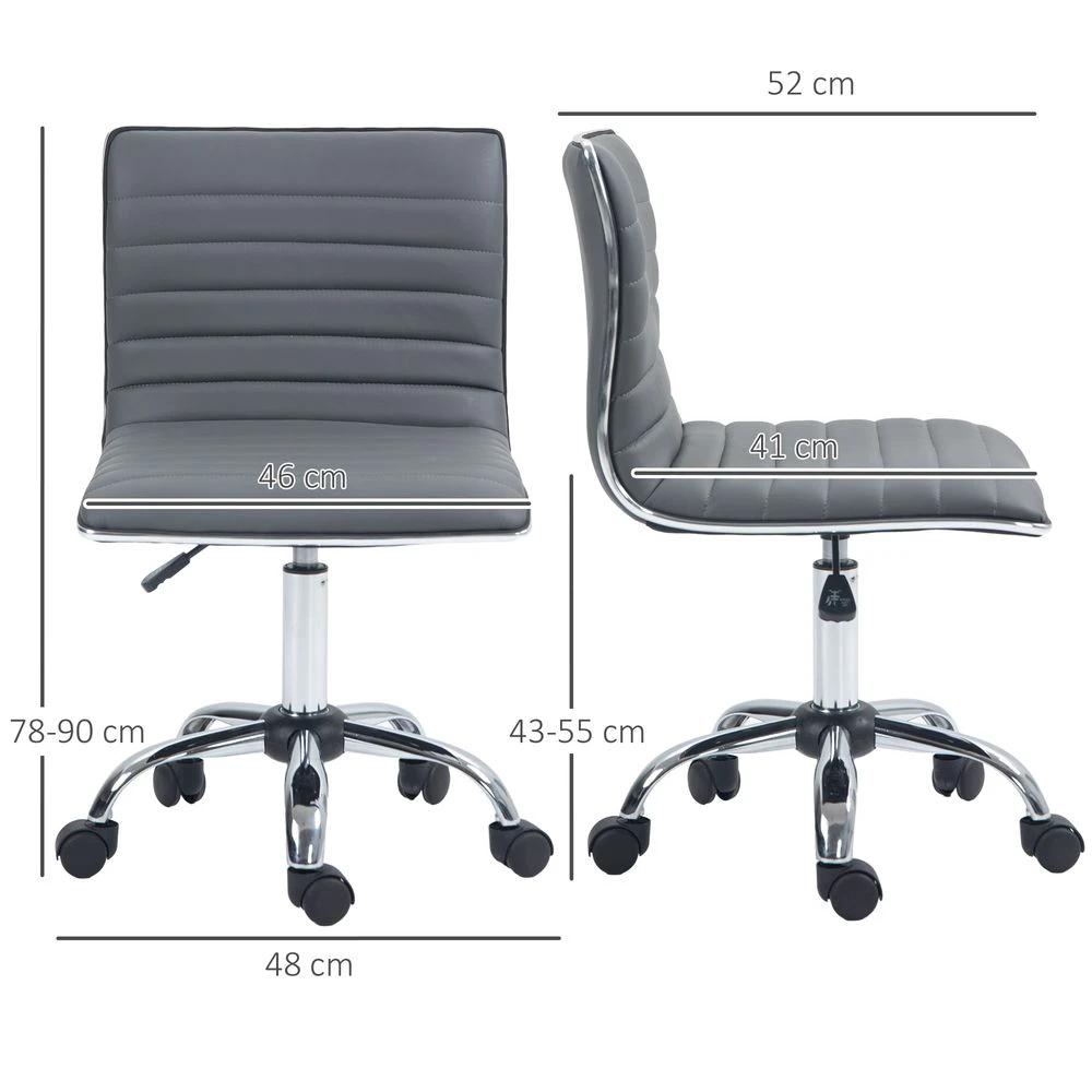 HOMCOM Armless Mid-Back Adjustable Office Chair with 360 Swivel Dark Grey by HOMCOM