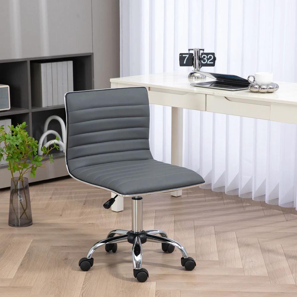 HOMCOM Armless Mid-Back Adjustable Office Chair with 360 Swivel Dark Grey by HOMCOM